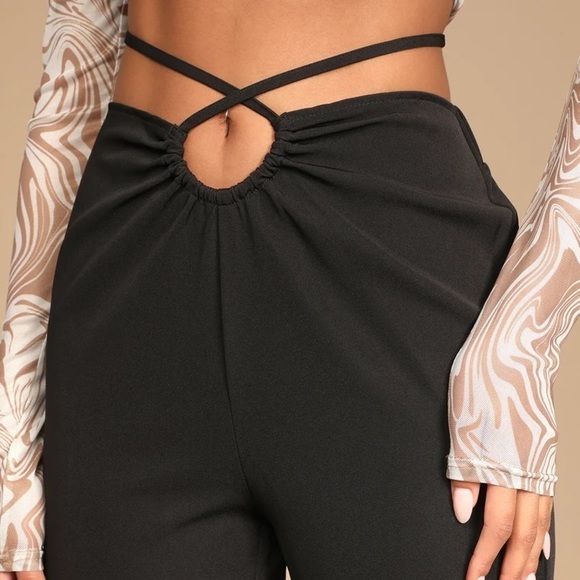 4TH and Reckless Marko Black Cutout Wrap Waist Trouser Pants Medium - Picture 9 of 9